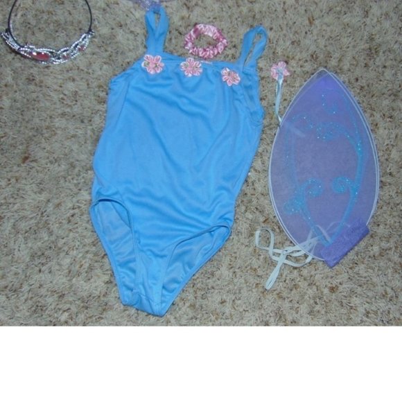 Ballerina Fairy Princess Halloween Costume 4/6 Bodysuit Wings 10 Pc Girls - Picture 4 of 5